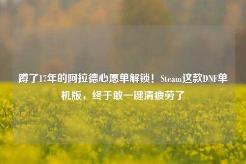蹲了17年的阿拉德心愿单解锁!Steam这款DNF单机版,终于敢一键清疲劳了