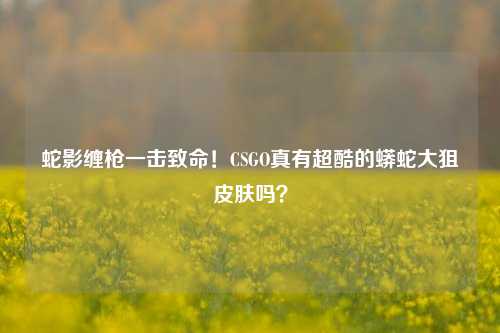 蛇影缠枪一击致命!CSGO真有超酷的蟒蛇大狙皮肤吗?
