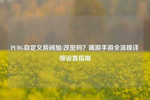 PUBG自定义房间加/改密码?端游手游全流程详细设置指南