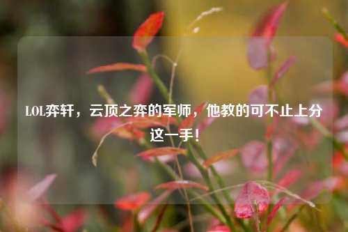 LOL弈轩,云顶之弈的军师,他教的可不止上分这一手!