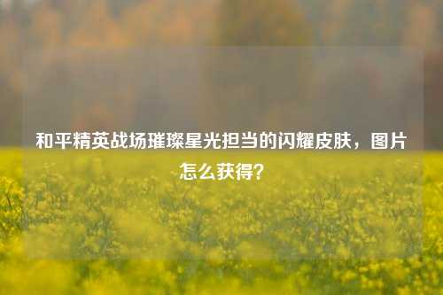 和平精英战场璀璨星光担当的闪耀皮肤,图片怎么获得?
