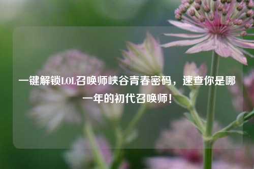 一键解锁LOL召唤师峡谷青春密码,速查你是哪一年的初代召唤师!
