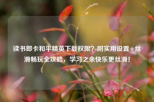 读书郎卡和平精英下载权限?附实用设置+丝滑畅玩全攻略,学习之余快乐更丝滑!