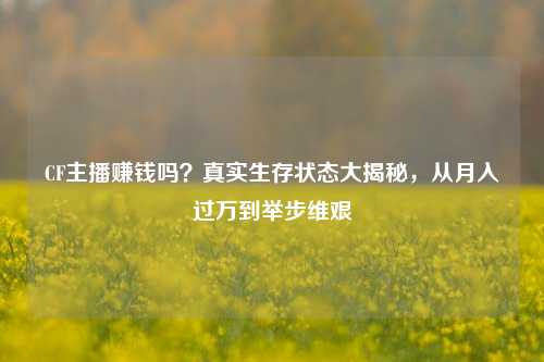 CF主播赚钱吗?真实生存状态大揭秘,从月入过万到举步维艰