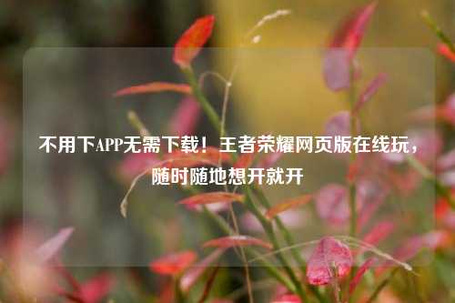 不用下APP无需下载!王者荣耀网页版在线玩,随时随地想开就开