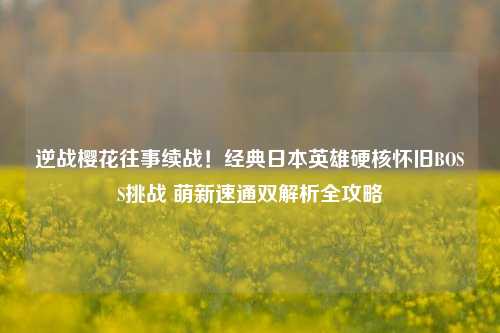 逆战樱花往事续战!经典日本英雄硬核怀旧BOSS挑战 萌新速通双解析全攻略