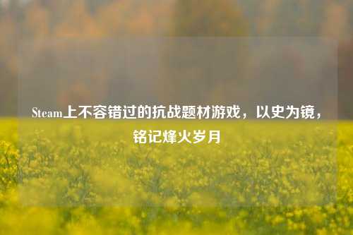 Steam上不容错过的抗战题材游戏,以史为镜,铭记烽火岁月