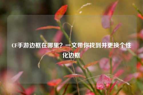 CF手游边框在哪里?一文带你找到并更换个性化边框