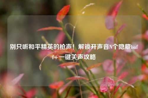 别只听和平精英的枪声!解锁开声音N个隐藏buff+一键关声攻略