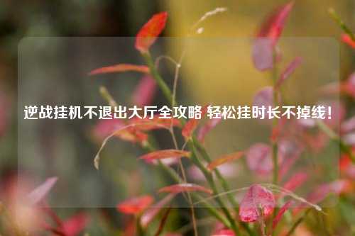 逆战挂机不退出大厅全攻略 轻松挂时长不掉线!