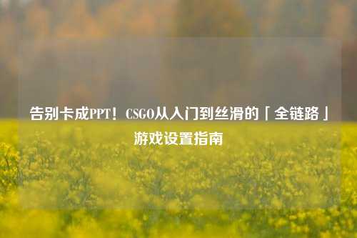 告别卡成PPT!CSGO从入门到丝滑的「全链路」游戏设置指南