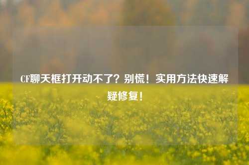 CF聊天框打开动不了?别慌!实用方法快速解疑修复!