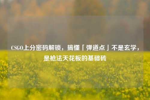 CSGO上分密码解锁,搞懂「弹道点」不是玄学,是枪法天花板的基础砖