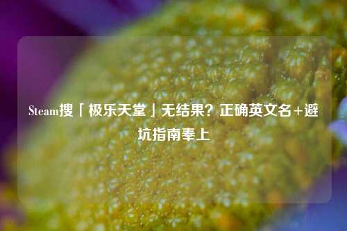 Steam搜「极乐天堂」无结果?正确英文名+避坑指南奉上