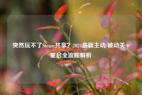 突然玩不了Steam共享?2024最新主动/被动关+重启全流程解析