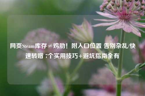网页Steam库存≠鸡肋!附入口位置 告别杂乱/快速转赠 7个实用技巧+避坑指南全有