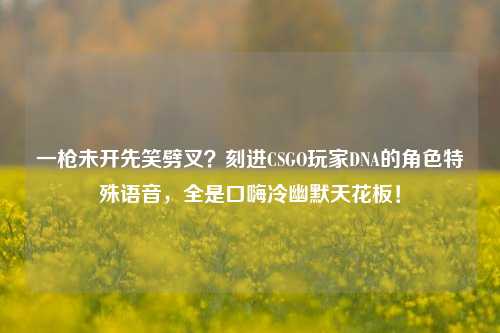一枪未开先笑劈叉?刻进CSGO玩家DNA的角色特殊语音,全是口嗨冷幽默天花板!