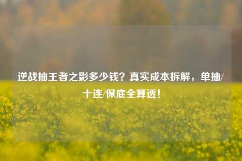 逆战抽王者之影多少钱?真实成本拆解,单抽/十连/保底全算透!