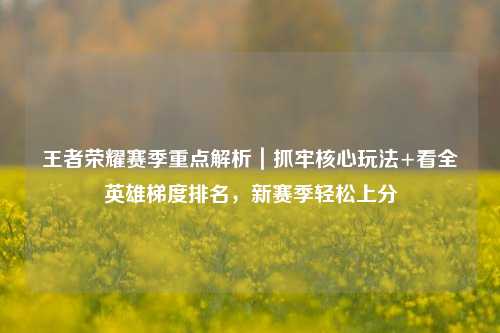 王者荣耀赛季重点解析|抓牢核心玩法+看全英雄梯度排名,新赛季轻松上分