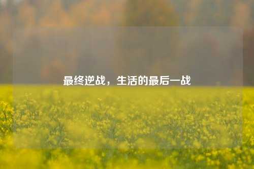 最终逆战,生活的最后一战