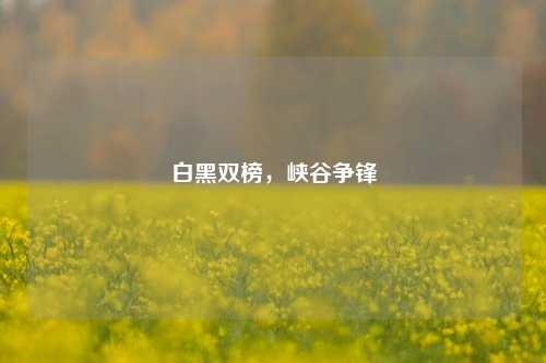 白黑双榜,峡谷争锋