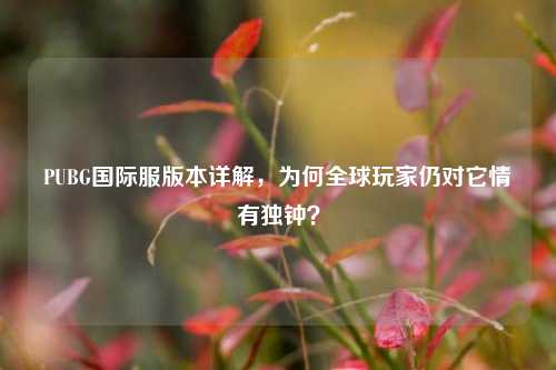PUBG国际服版本详解,为何全球玩家仍对它情有独钟?