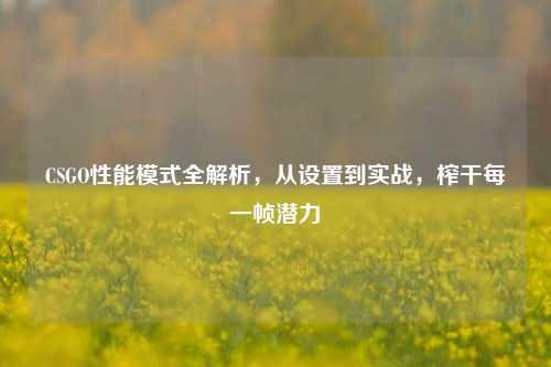 CSGO性能模式全解析,从设置到实战,榨干每一帧潜力