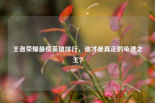 王者荣耀最慢英雄排行,谁才是真正的龟速之王?