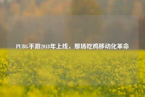 PUBG手游2018年上线,那场吃鸡移动化革命