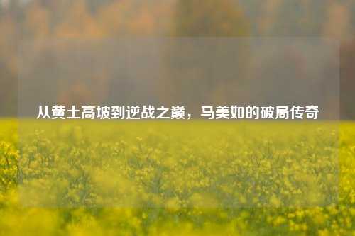 从黄土高坡到逆战之巅,马美如的破局传奇