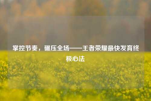 掌控节奏,碾压全场——王者荣耀最快发育终极心法