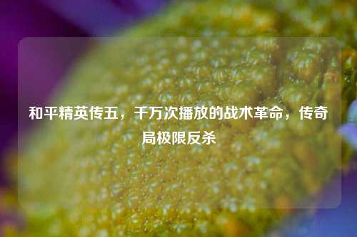 和平精英传五,千万次播放的战术革命,传奇局极限反杀