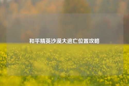 和平精英沙漠大逃亡位置攻略