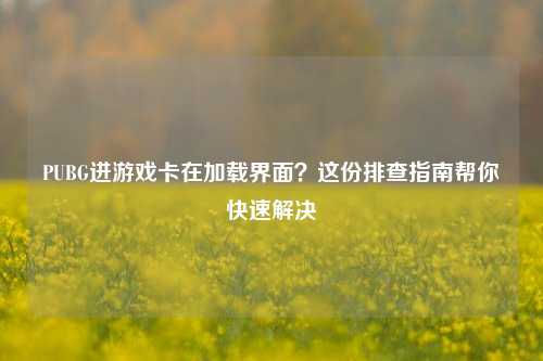 PUBG进游戏卡在加载界面?这份排查指南帮你快速解决