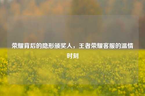 荣耀背后的隐形颁奖人,王者荣耀客服的温情时刻
