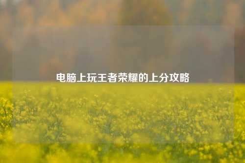 电脑上玩王者荣耀的上分攻略