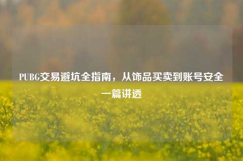 PUBG交易避坑全指南,从饰品买卖到账号安全一篇讲透