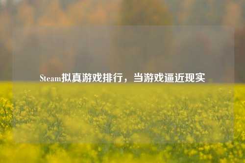 Steam拟真游戏排行,当游戏逼近现实