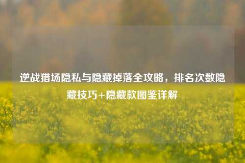 逆战猎场隐私与隐藏掉落全攻略,排名次数隐藏技巧+隐藏款图鉴详解