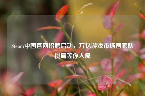 Steam中国官网招聘启动,万亿游戏市场国家队棋局等你入局