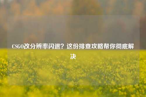 CSGO改分辨率闪退?这份排查攻略帮你彻底解决