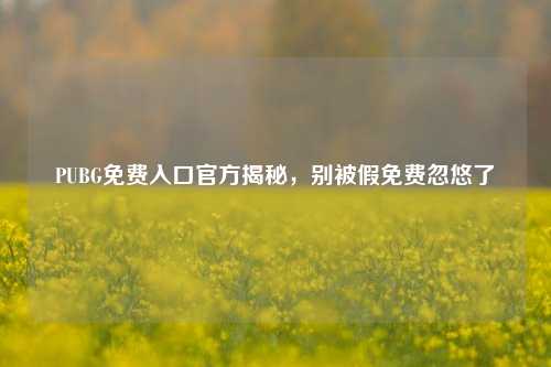 PUBG免费入口官方揭秘,别被假免费忽悠了