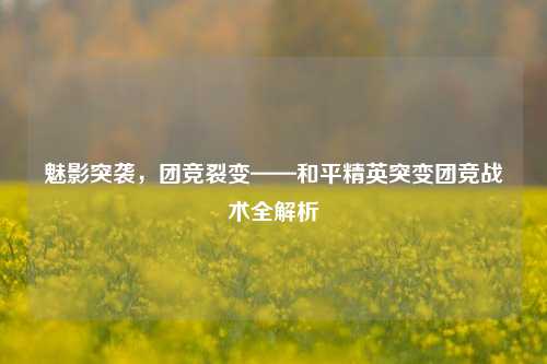 魅影突袭,团竞裂变——和平精英突变团竞战术全解析